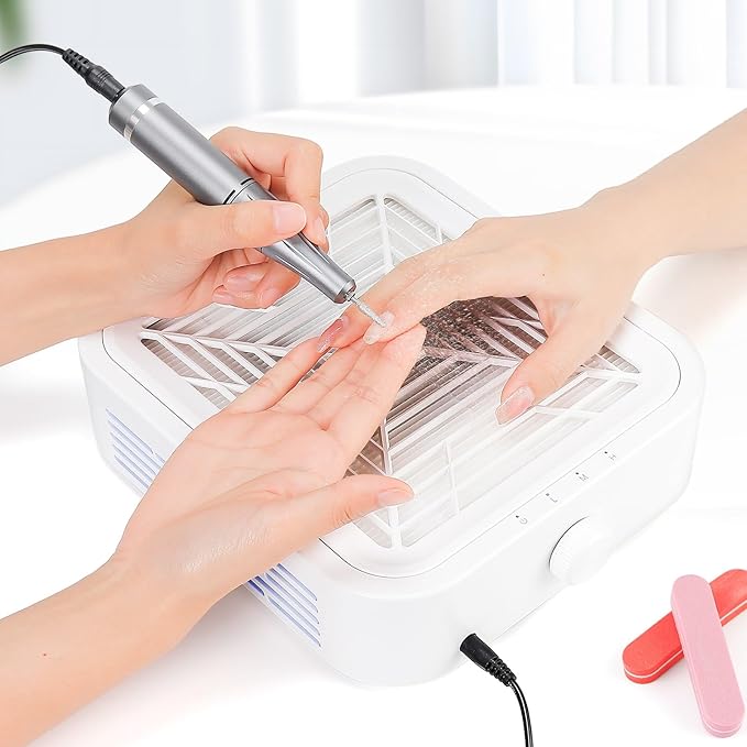 120W Brushless Nail Dust Collector Machine Nail Dust Cleaner with Powerful Suction Extractor Fan for Manicure, Professional Nail Filter for Nail Art, Home Salon Use