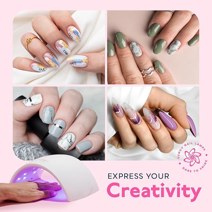 SUNUV UV LED Nail Lamp, Nail Dryer for Gel Polish UV Light for Gel Nails with Sensor 2 Timer SUN9C Blue Gift for Women Girl