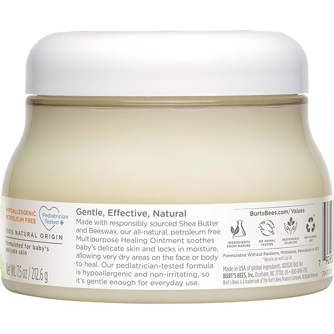Burt's Bees Baby Multipurpose Healing Ointment with Shea Butter, Face & Body Baby Ointment for Dry Skin, 100% Natural Origin, 7.5 Oz