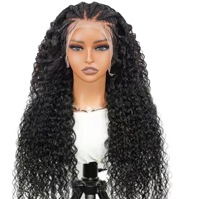 30inch Lace Front Wigs Human Hair Curly Wigs Pre Plucked 200% Density 13X6 HD Transparent Lace Frontal Braided Human Hair Wig Brazilian Deep Wave Lace Front Wigs with Baby Hair