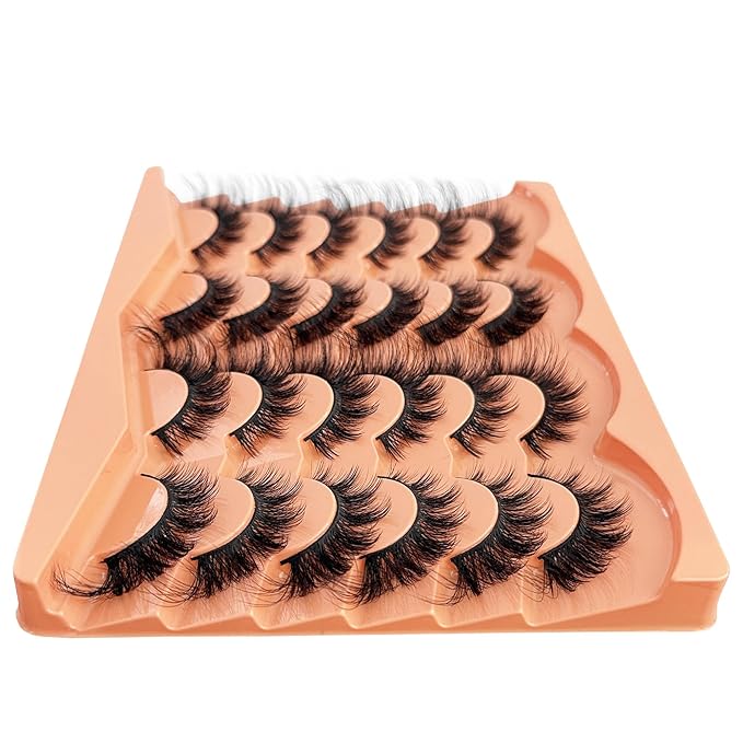 Cat Eye Lash False Eyelashes Strip Lashes Wispy Fake Eyelash Volume 18mm Mink Fluffy Fox Eyelashes Natural Look 12 Pairs Pack