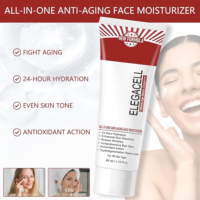 Elegacell Skincare All In One Anti Aging Treatment Face Moisturizer Skin Tightening Retinol Cream for Face - Suit for Men and Women 2.7 fl.oz