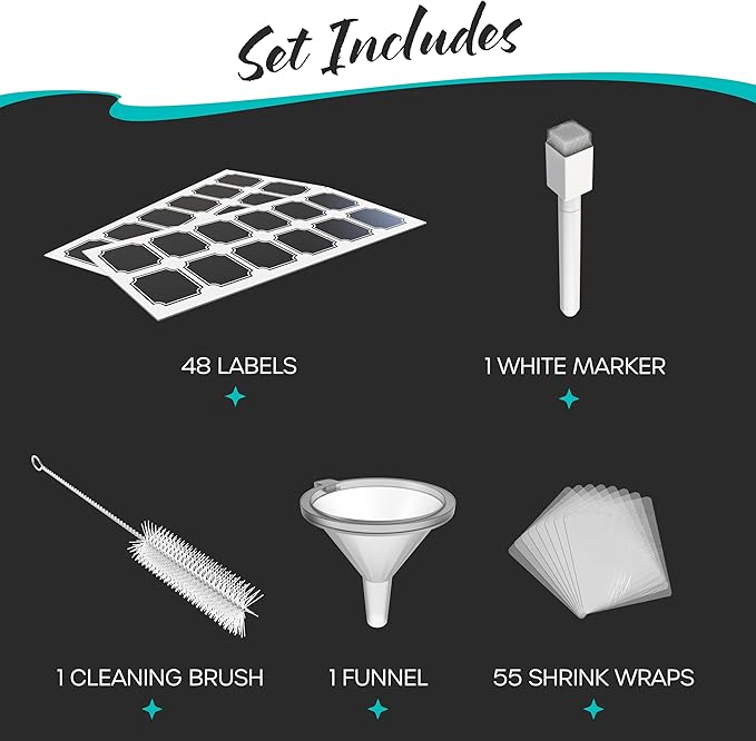 Nevlers Cobalt Blue Glass 1 Oz Small Spray Bottle 48 Pack | Misting Bottle Set w/Shrink Wrap, Funnel, Brush, Marker & Labels | Empty Spray Bottles For Essential Oils, Fragrance, Hand Sanitizer & More