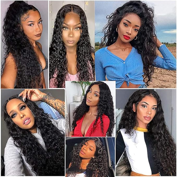 #1B Human Hair Deep Wave Bundles Color 1B Deep Wave Bundles 8a Grade Double Weft Weave Extensions Brazilian Human Hair Soft and Silky for Black Women 20 22 24 Inch