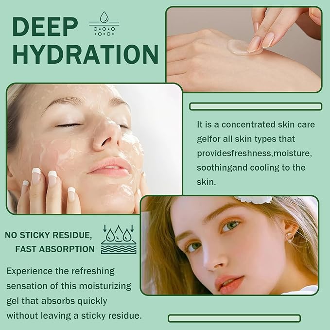 Moisturizing Gel for Face & Body,Non-sticky Gel After Sun Aloe Lotion Skin Care,Fast Absorbing Long Lasting Refreshing Hydrating Face Moisturizer for All Skin Types 05