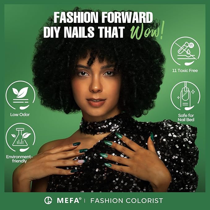 MEFA Green Gel Nail Polish, 6 Colors Green Glitter Nail Polish Gel Dark Avocado Sage Evergreen Sparkle nail Polish Set Soak Off Nail Art DIY Salon Manicure Nail Art Gifts for Women