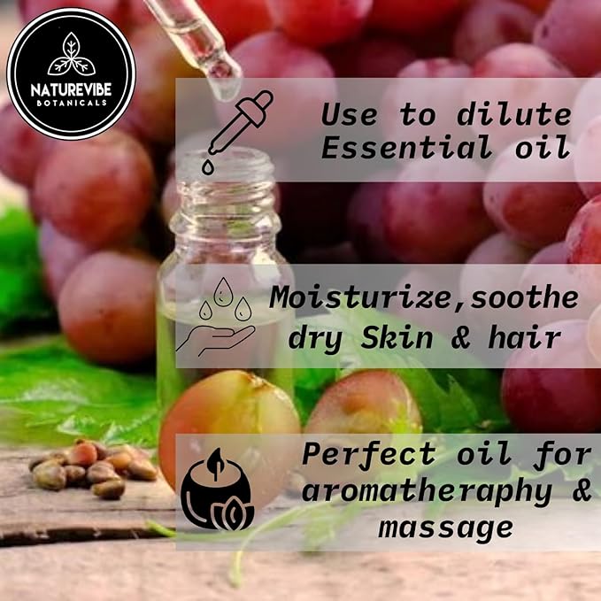 Naturevibe Botanicals Grapeseed Oil 32 Ounces | 100% Pure and Natural | Great for Skin Care and Hair Care