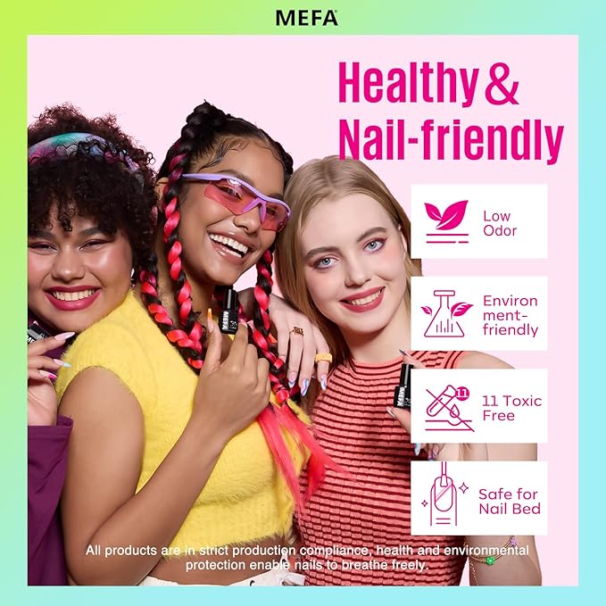 MEFA Neon Gel Nail Polish Set, 12 Colors Gel Nail Set Green Glitter Pink Blue Yellow Purple Red Soak Off Nail Gifts for Women Girl DIY Salon Home Manicure Spring Summer