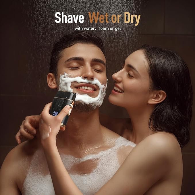 Professional Foil Shaver for Men: Cordless Electric Razor with High-Speed Dual Blades, Rechargeable USB-C, IPX6 Waterproof & Travel-Friendly/Home Use