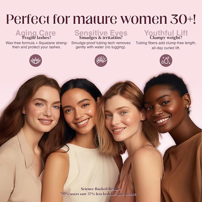 Unidollss Tubing Mascara Volume and Length Brown 2 Pcs Lengthening Long Lasting All Day, No Smudging, No Clumping, Washable Voluminous Tubing Mascara for 30+ Women, Gluten-free Safe for Sensitive Eyes