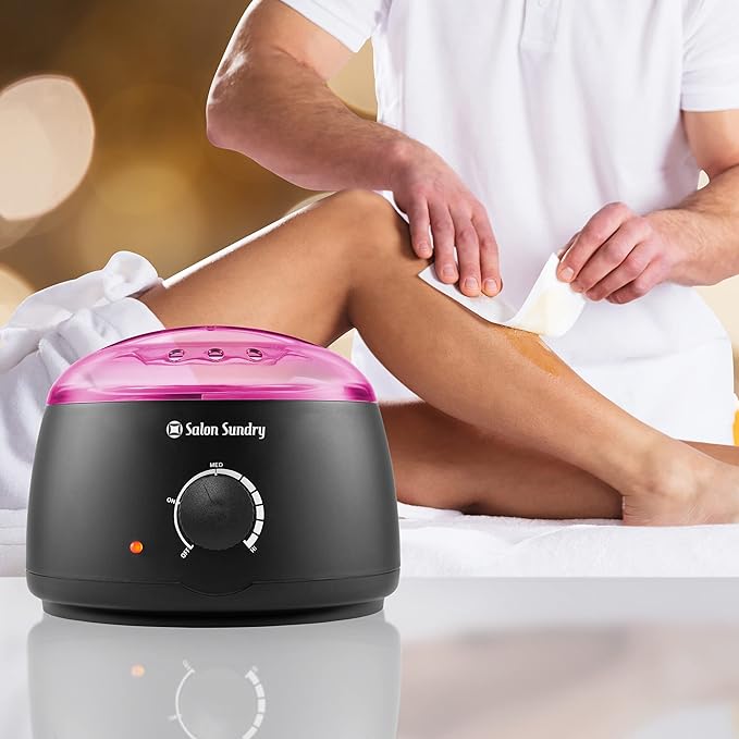 Salon Sundry Portable Electric Hot Wax Warmer Machine for Hair Removal - Black with Pink Lid
