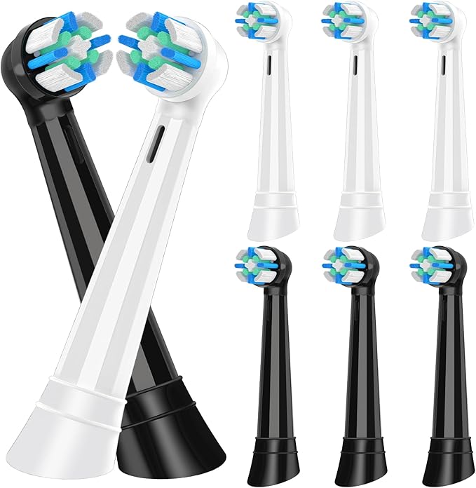 8 Pack IO Replacement Heads Compatible with Oral B IO, for Oral B IO 2/3/4/5/6/7/8/9/10 Series Electric Toothbrushes, Medium Softness for Protect Teeth and Gums, Black/White