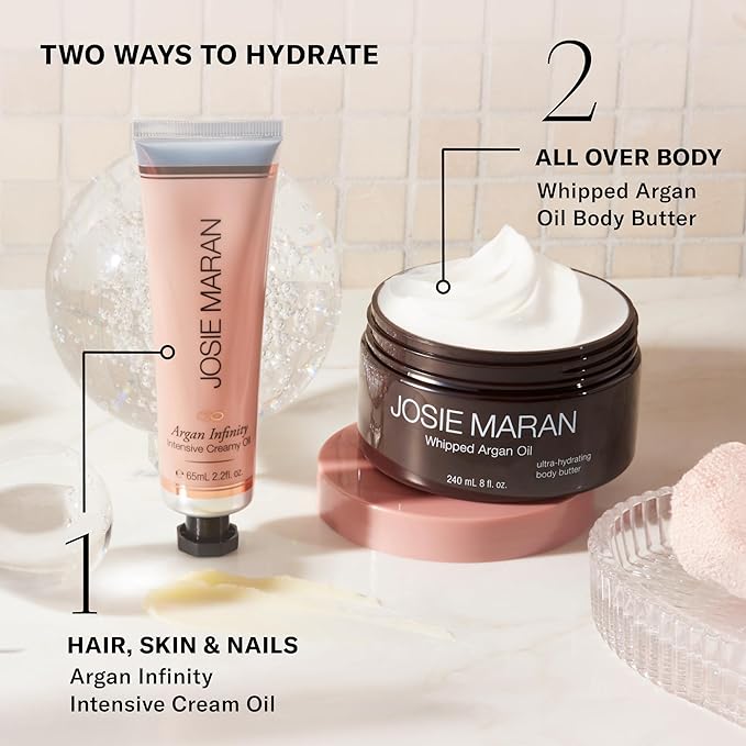 Josie Maran 4 Piece Whipped Argan Oil Body Butter - Skin Firming Cream with Whipped Shea Butter, Avocado Oil & Fatty Acids - Cruelty-Free Skincare - (4 oz)