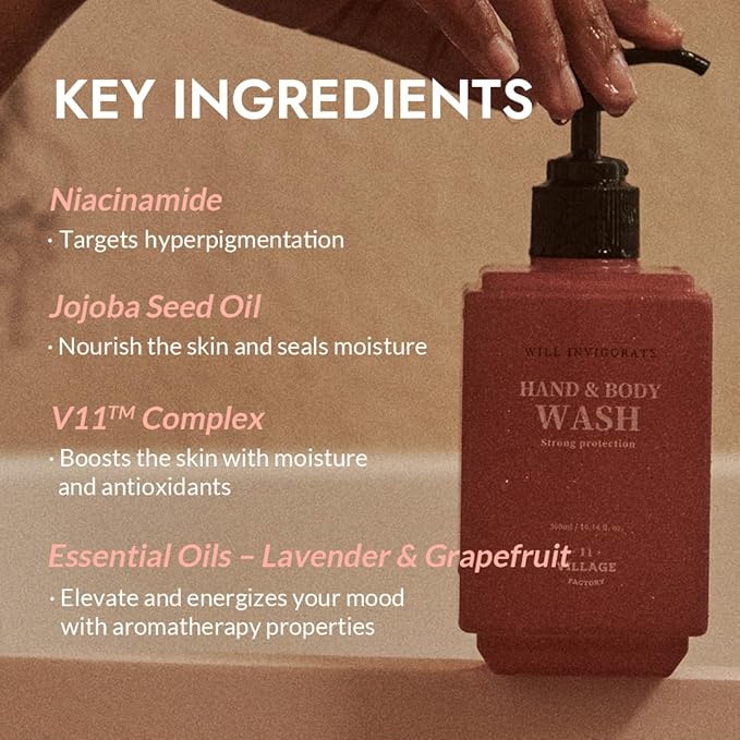 Will Invigorate Hand and Body Wash (300ml/10.14 fl.oz.) Premium Home Spa Aromatherapy Korean Body Cleanser (Lavender and Grapefruit)