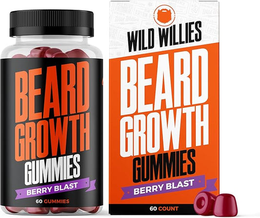 Wild Willies Beard Growth Gummies Supplement for Men - with Biotin & 19 Vitamins for Stronger, Thicker Facial Hair - 60 Gummies