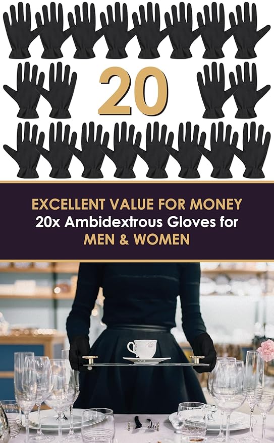 Beauty Care Wear Black Gloves XL (10 pair) - Cotton Gloves for Eczema, Cotton Gloves for Dry Hands, Black Cotton Gloves for Women, Spa Glove, Lotion Glove, Sleeping Glove