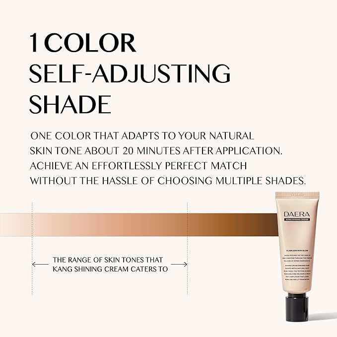 Kang Shining Korean BB Tinted Moisturizer Cream (1 Color,Neutral), Self Adjusting BB Cream,1.35 fl oz, Glowing Skin Natural Makeup, Buildable Coverage, Lightweight