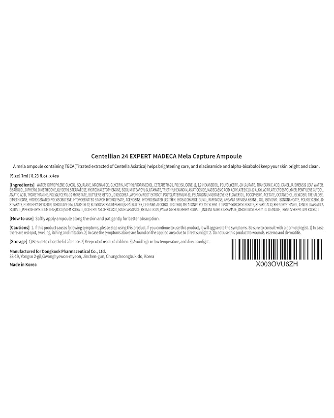 Centellian 24 Expert Serum (Season 1 (0.23fl oz x 4pc) - Korean Skin Care, Face Soothing & Even Tone for Dry Sensitive Skin, Blemish Correcting Ampoule, TECA, Centella Asiatica, Niacinamide