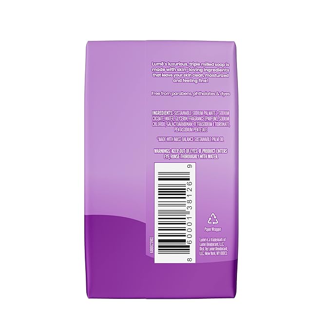Lume Triple Milled Bar Soap - Rich Moisture & Gentle Cleansing - Paraben Free, Phthalate Free, Skin Safe - 5 ounce (Lavender Sage)