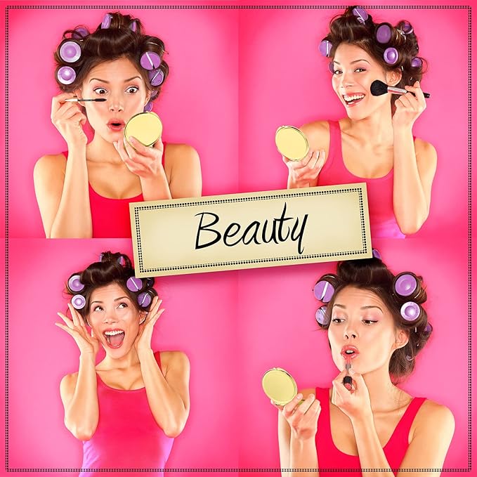 Yalikop 8 Pcs Portable Folding Compact Mirror Bulk with 1X 2X Magnification Double Sided Mini Travel Makeup Mirror for Women Bridesmaid Gifts(Gold)