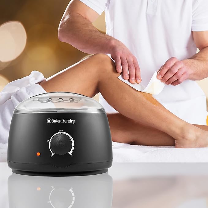 Salon Sundry Portable Electric Hot Wax Warmer Machine for Hair Removal - Black with Clear Lid