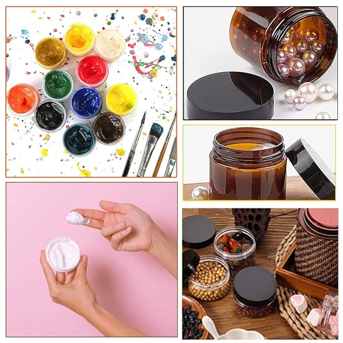 4 oz Plastic Containers with Lids 105pcs Amber Plastic Jars with Lids 4 Ounce Containers Travel Size Jars– Great for Lip Scrub, Body Butters, Cream, Slime, Craft Storage