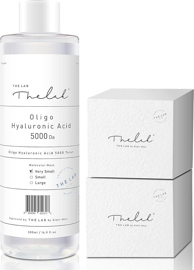 Blanc Doux Oligo Hyaluronic Acid 5000 Toner | 16.9 fl.oz. Vegan & Hypoallergenic | Deep Hydration & Anti-Aging Care | Suitable for Dry, Oily, Sensitive, Acne-Prone Skin | Includes Cotton Pads