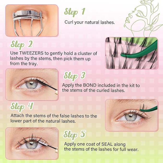 Fairy Lash Clusters Kit Sunflower Lash Extension Kit D Curl 120Pcs Eyelash Extension Kit Wispy Natural Invisible Band Lash Kit with Waterproof DIY Lash Extension Kit(Sunflower-D-14mm)