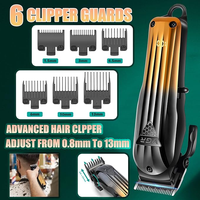 VGR 644 Hair Clippers for Men Professional, Cordless Beard Trimmer & Electric Razor Shavers for Men, Rechargeable 3 Piece Barber Hair Cutting Kit LED Display Men's Grooming Kit