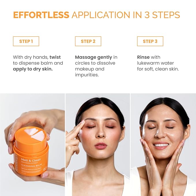 PLANTIFIQUE Korean Cleansing Balm Makeup Remover 2 Pack with Mango & Papaya Extracts, Hyaluronic Acid, and Ceramide - Nourishing Melting Cleanser for All Skin Types