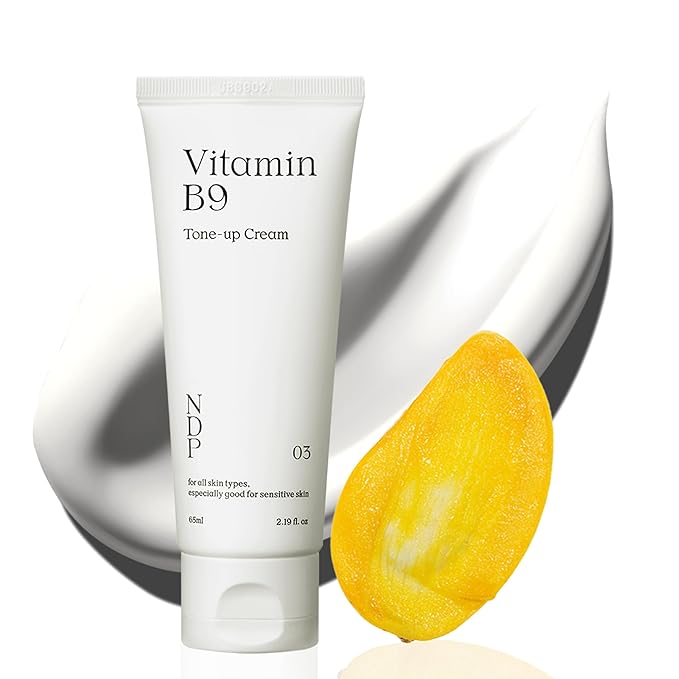 NDP Vitamin B9 Tone-up Cream, Silicone Free Face Primer for Pore Minimizing, Breathable Skin Formula, Glass Skin & Lightweight, Vegan Clean K-Beauty, 95% Purity Madecassoside (65ml / 2.19 Fl Oz)