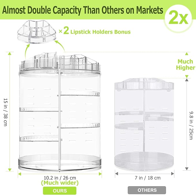 Boxalls Makeup Organizer Rotating, 8-Layer Large Capacity Cosmetics Organizer, 360 Adjustable Skincare Spinning Stand, Clear Makeup Carousel for Vanity, Countertop -Plus Size