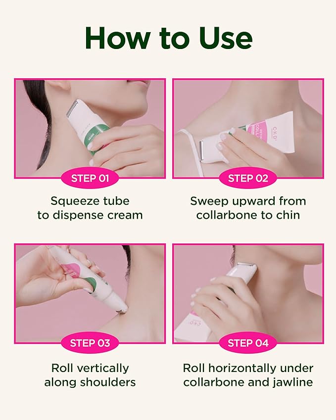 CKD Retinol Collagen Neck Cream with Gua Sha Massage Roller - Anti Aging Firming Cream for Neck & Jawline Lifting, Double Chin, and Décolleté Wrinkle Care. Korean Skincare. 1.69 fl oz