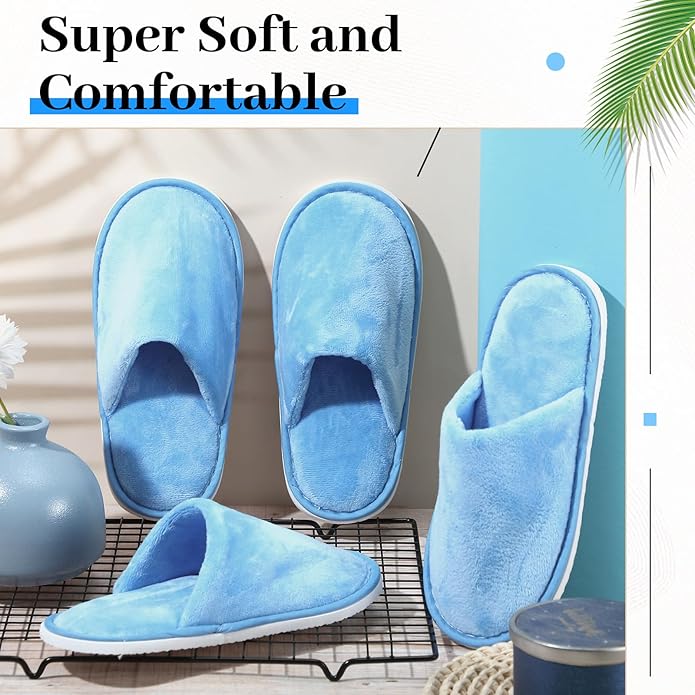 12 Pairs Kids Disposable Slippers for Guests Closed Toe Non Slip Spa Slippers Bulk Soft House Slippers Winter Warm Flip Flops for Boys Girls Travel Hotel Party Indoor Outdoor