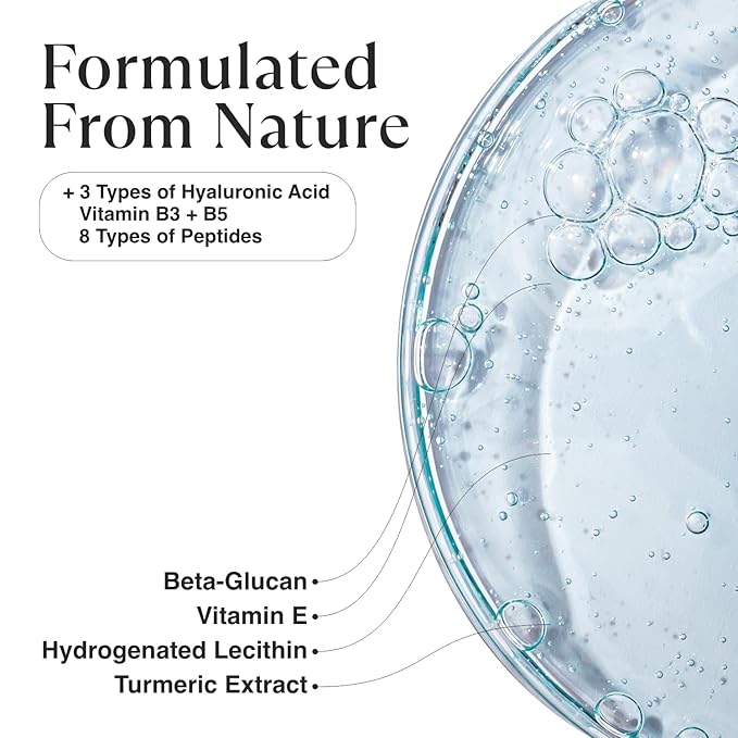 MATKAS Korean Hyaluronic Acid Serum for Face 1 Fl. Oz. with Niacinamide B3 + Vitamin B5 + 8 Peptides and Ginseng Root Extract for Deep Firming, Plump Wrinkles, Hydrating Serum, Anti Aging Facial Serum