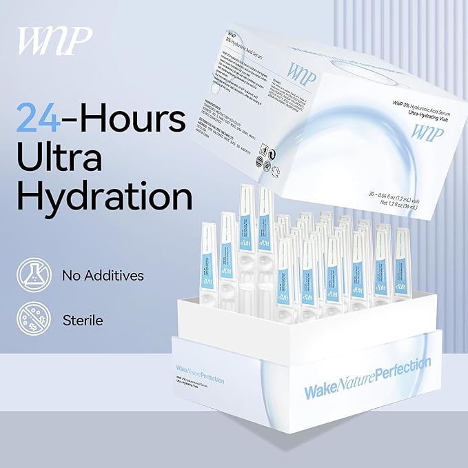Ultra Hydrating Serum 3% 4D Hyaluronic Acid Smoother Skin|Pre-makeup SkinCare|Anti-Aging serum for face Single-Use Vials Skincare for Dry&Sensitive skin(1.2 ml)*30