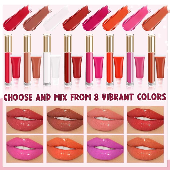 JCOOS Diy Lip Gloss Kit, Lip Gloss Making Kit, LipGloss Making Kit Make Your Own Lip Gloss Making Supplies, Shimmery LipGloss Base, Empty Tubes, Jojoba Oil, Women Teen Girl Gifts Trendy Stuff