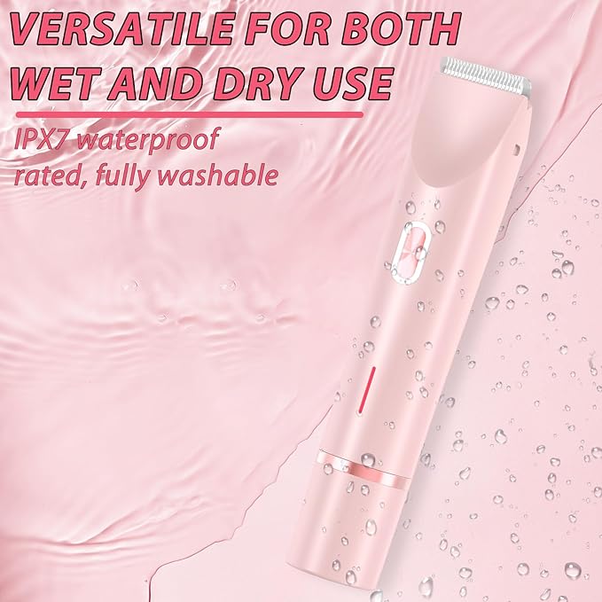2025 New Electric Womens Shaver, 2 in 1 Women Electric Shaver, Dual Head Bikini Trimmer for Women, Wet & Dry Waterproof Body Hair Trimmer (Pink)