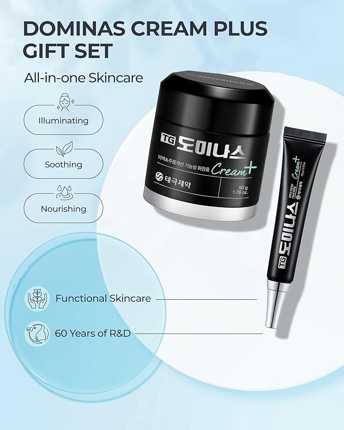 Cream Plus - Advanced Korean Cream for Even Skin Tone and Skin Elasticity. Niacinamide, Panthenol, Urea, Trehalose & TECA (Gift Set, 1.76+0.7oz)