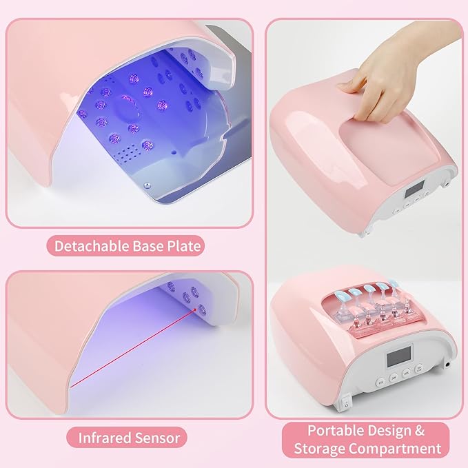 126W Cordless Rechargeable UV LED Nail Lamp,Professional UV Light for Gel Nails Gel Curing Lamp with 4 Timer Setting Auto Sensor, LED Nail Dryer for Fingernail and Toenail Home Salon