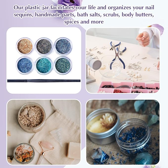 200 Pcs 1 oz Empty Bulk Plastic Container Jars with White Lid Leak Proof Round Clear Plastic Jars Small Cosmetic Travel Containers for Storage Makeup Beauty Products Creams Lotion Ointments