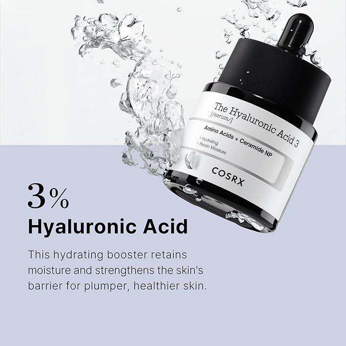 COSRX Pure Sodium Hyaluronic Acid 3% Serum, Hydration & Moisture Boosting Facial Serum for Fine Lines & Wrinkles, Plump & Repair Dry Skin, 0.67fl.oz/20ml, No Artificial Fragrance, Korean Skin Care