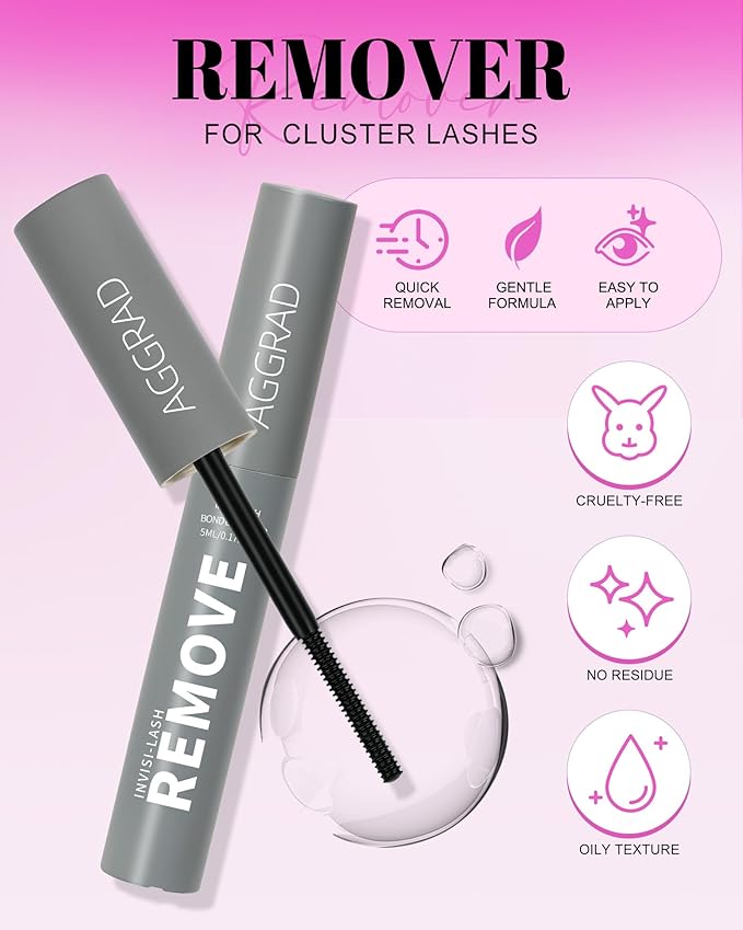Venus Lash Clusters Kit Wispy 8-16mm with 5-6mm Bottom Lashes Natural Individual False Cluster Eyelash Extension Kit D Curl with Waterproof Bond and Seal & Lash Remover for Fake Lashes Extensions