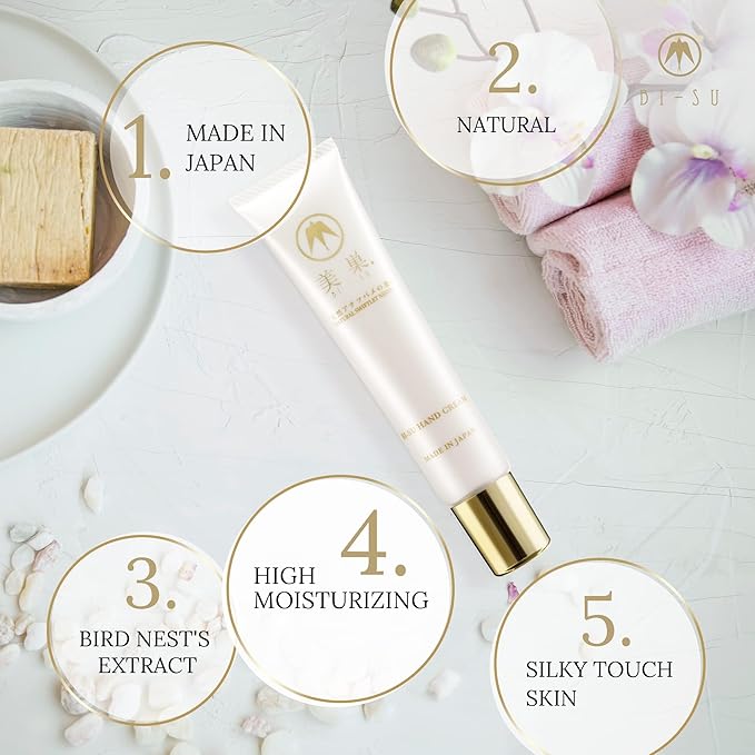 Hand Cream | Hand Moisturizer, Natural Swiftlet Nests Extract, Collagen, Sialic Acid, EGF, Anti-aging Japanese Skincare, Prevents Dryness, Keeps Hands Soft, Lavender Lover Scent, 1.06oz, 30g