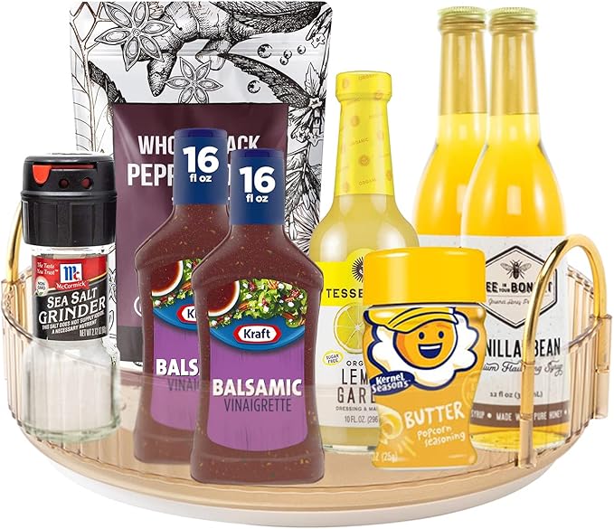 360° Rotating Makeup Organizer, Bathroom Make Up Spinning Holder Rack, Large Capacity Cosmetics Storage Vanity Shelf Countertop, Fits Cosmetics, Perfume, Skincare, Lipsticks(1 Tier, Yellow)