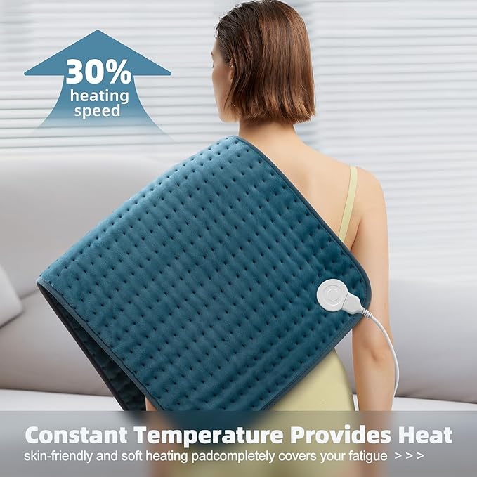 17x33 Heating Pad for Pain Relief | Ultra-Soft Microplush Fabric | 6 Adjustable Heat Settings (Moist & Dry) | Safe 2-Hour Auto Shut-Off | Perfect for Back, Neck, Shoulders | Great Gift Idea