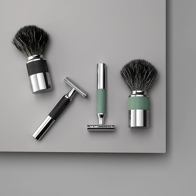 MÜHLE NEO safety razor|double edge safety razor for beginners and experienced shavers|sustainable eco-friendly and reusable|for men and women|chrome with black silicone grip handle