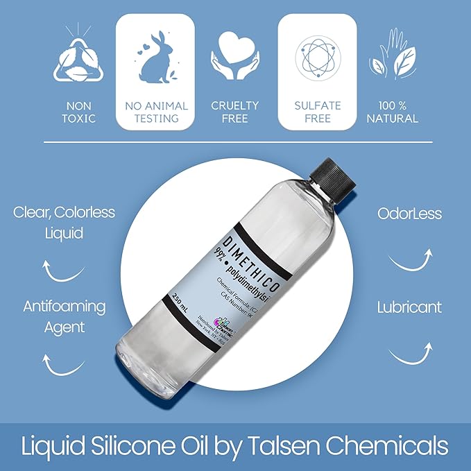 Dimethicone Oil by Talsen Chemicals, DIY Dimethicone Cosmetic Grade Liquid Silicone Oil for Head Lice Treatment, Gun Oil (500 mL / 16.9 Ounce)