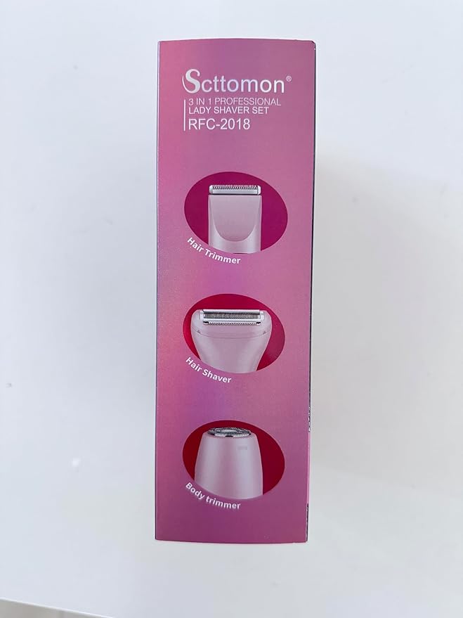 3-in-1 Electric Razor IPX7 Waterproof Bikini Trimmer Wet & Dry Use Painless Personal Trimmer Groomer for Ladies Face Body Legs Bikini Public Hairs Electric Lady Shaver with Replaceable Heads