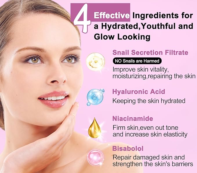 Skin Care Set,6 Pcs Korean Snail Mucin Essence Anti-aging Moisturize Repair Soothe Hydrate,Glass Skincare Kit for Dull & Dry Skin,Skincare Gift Set Teens Stocking Stuffers Christmas Gifts for Women